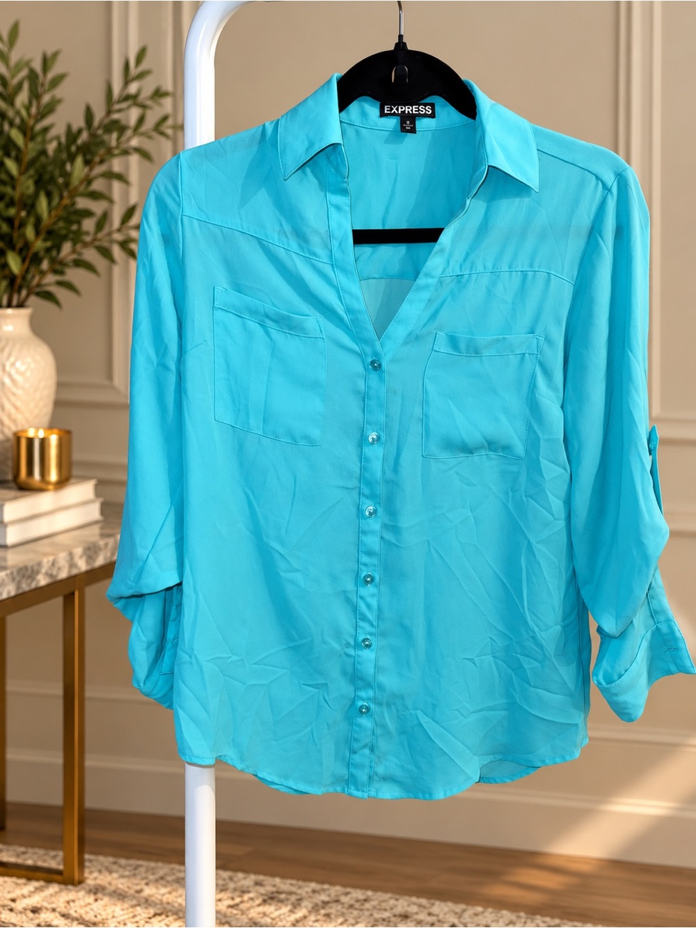 Express The Original Portofino Shirt Button-Down Blue XS